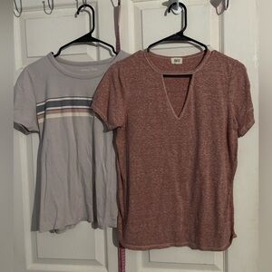 BKE Marled Red and AE stripe T-Shirt two-fer